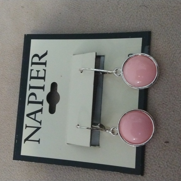 Napier Pink & Silver Tone Drop Earrings NWT - Picture 3 of 6
